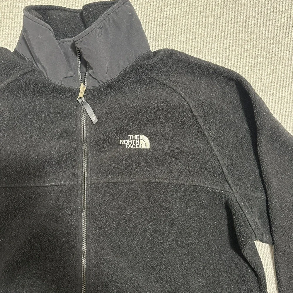 The North Face Full Zip Fleece Jacket Raglan Sleeve Mock Neck Black Mens Size XL
